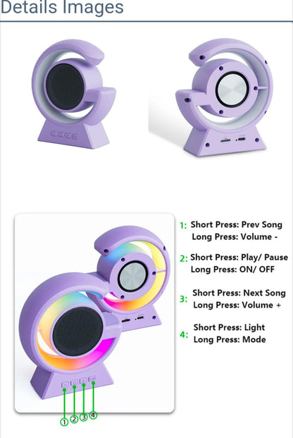 Touch Lamp Wireless Speaker with Voice Control – Stylish Purple Smart Speaker