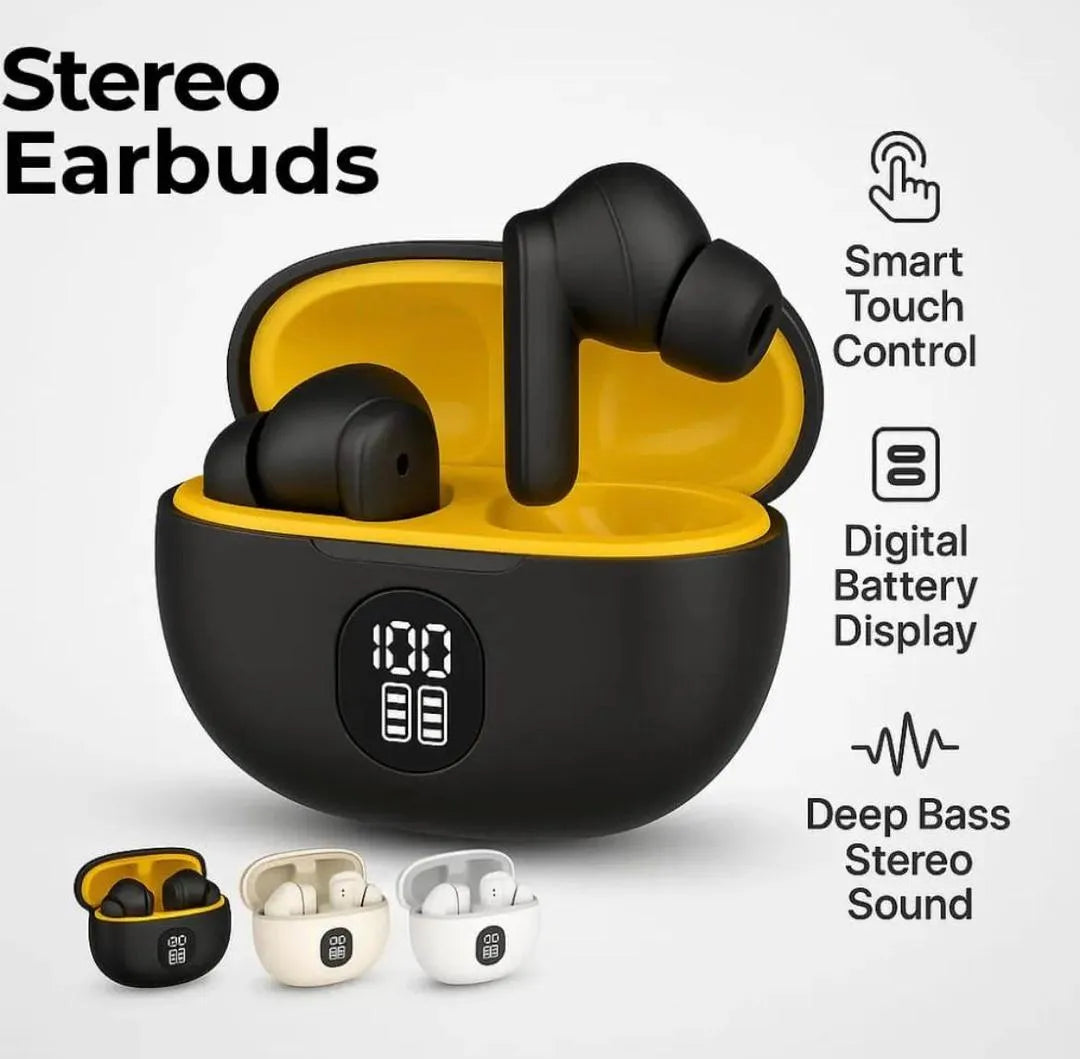 Smart Wireless Stereo Earbuds with Noise Reduction & Touch Control